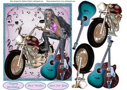 Music Biker Woman Topper & Decoupage