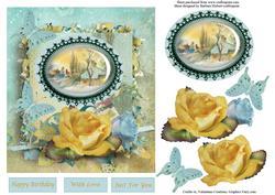Romantic Yellow Rose Cottage Topper & Decoupage