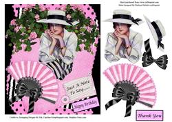 Pink & Black Vintage Lady Topper & Decoupage