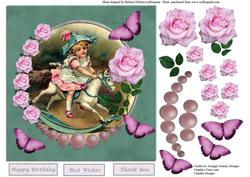 The Rocking Horse & Roses Topper & Decoupage