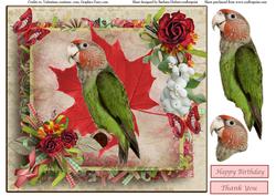 Rose Parrot Card Topper & Decoupage