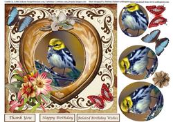 Warbler Bird & Butterflies Topper & Oval Pyramid Layers