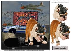 No Skate Boarding Allowed Bulldog Topper & Decoupage