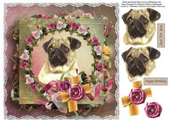Thiughtful Dog Portrait Card Topper & Decoupage
