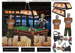 Pool Games Card Topper & Decoupage