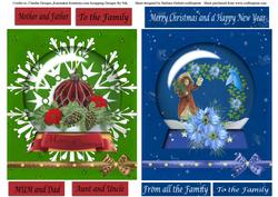 Two Snow Globe Toppers & Sentiment Tags