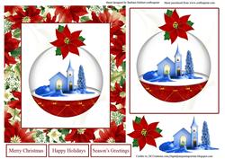 Church Ornament & Pointsettia Topper & Decoupage