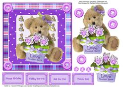 Love Blooms Teddy Bear Topper & Decoupage