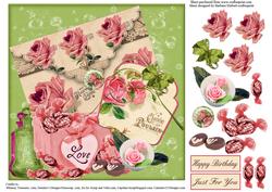 Rose Letter and Love Chocolates Topper & Decoupage