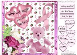 Breast Cancer Hugs and Prayers Card Topper