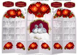 Christmas Rose Window Tri Fold Topper