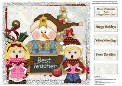 Best Teacher Christmas Quick Card Topper