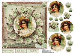 Ring of Roses Vintage Portrait Card Topper