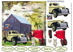 Grandpa's Old Farm Card Topper & Decoupage