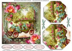 Flower Rose Cart Card Topper & Pyramid Layers