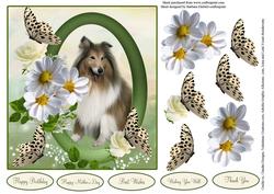 Daisy Dog Portrait & Butterfly Decoupage