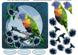 Tropical Flowers & Bird Topper & Decoupage
