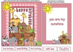 Noah's Ark Girl Birthday Topper & Insert