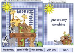 Noah's Ark Boy Birthday Topper & Insert