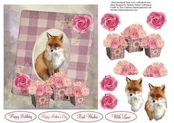 Fox Picture and Flowers with Decoupage