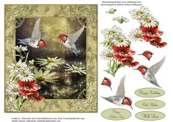 Humming Birds and Daisy Flowers with Decoupage
