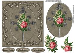 Rose and Lily Cross Topper and Decoupage