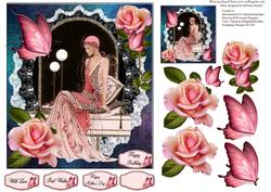 Rose Pink Lady and Lace with Decoupage