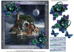 Dragon Sea Castle and the Princess with Rose Decoupage