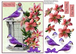 Blue Birds and Tiger Lily Flowers and Decoupage