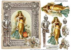 Guarding the Queen Medieval Topper with Decoupage