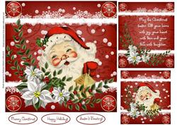 Vintage Santa Christmas Topper with Insert and Tags