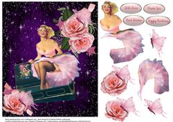 Up in the Stars with Pink Roses and Decoupage