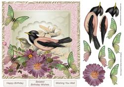 Flowers Vintage Birds with Butterflies and Decoupage