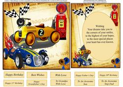 Young at Heart Race Cars with Insert and Verse