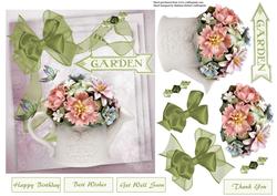 Porcelaine Garden Flowers with Decoupage