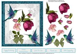 Flowers with Humming Birds and Decoupage