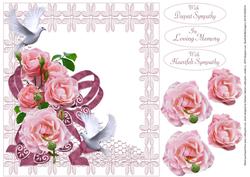 Pink Rose and Doves Sympathy Topper with Decoupage