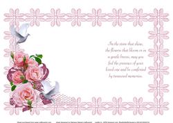Pink Rose and Doves Sympathy Insert and Verse