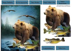 Grizzly Bear with Fish and Decoupage