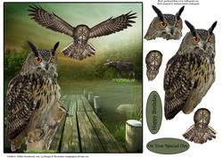 Owls in Nature Topper with Decoupage
