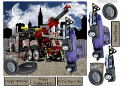 Tow Truck Wrecking Topper with Decoupage
