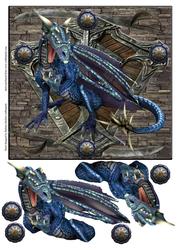Blue Dragon Shield One with Decoupage
