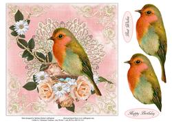 Robin and Roses Topper and Decoupage