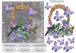 Violet Buttefly Topper with Decoupage