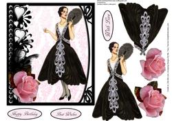 Rose Flapper Lady Topper with Decoupage