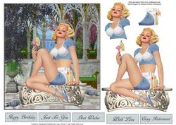 Hot Day Pin Up Topper with Decoupage
