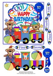 Birthday Boy Train Topper with Decoupage