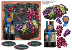 Ribbon Wine and Fruit with Decoupage
