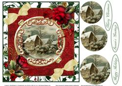 Country Christmas Scene with Pyramid Layers