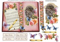 Rose and Owl Book Topper with Layers